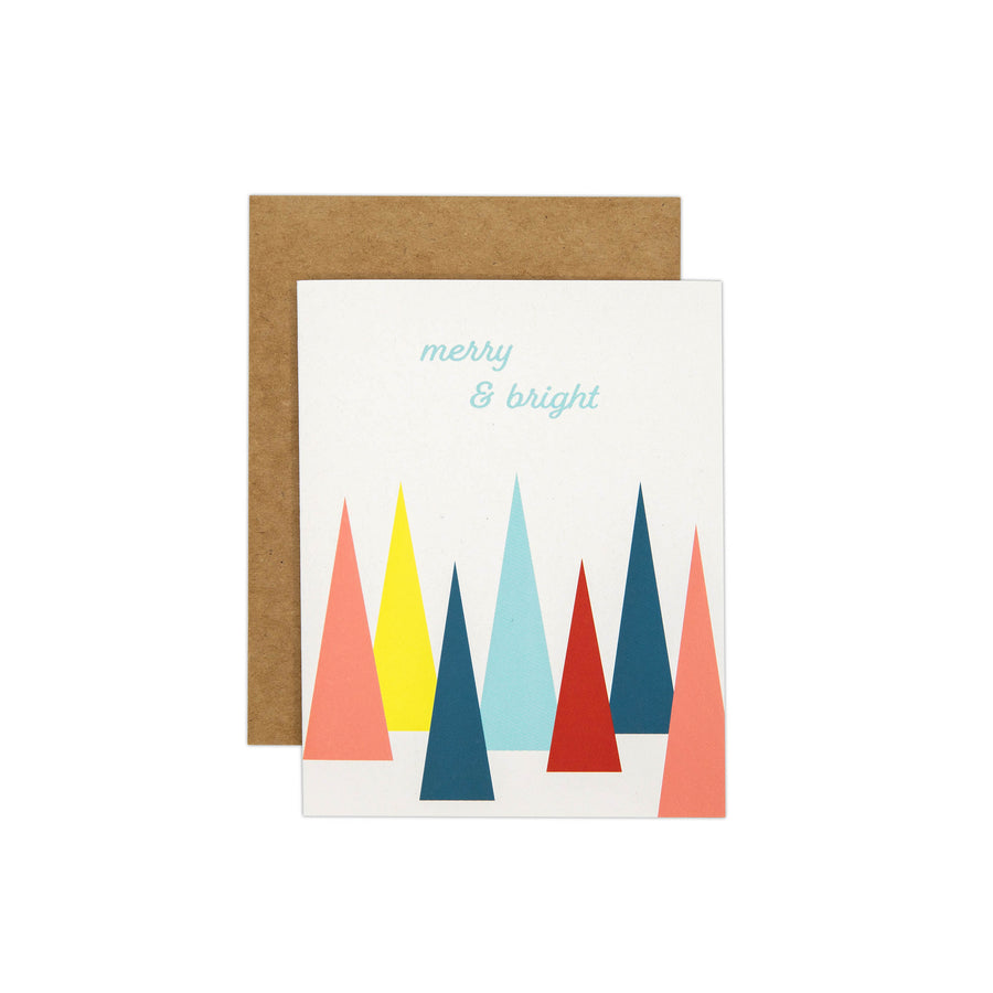 merry and bright trees small Card